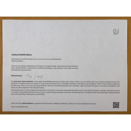 Radierungen "Svalbard Wildlife Edition" von Sandra Setzkorn