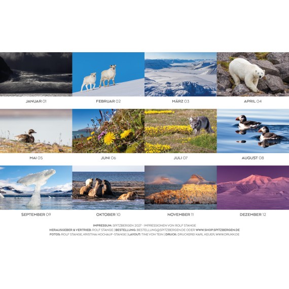 Spitsbergen & Patagonia calendar 2027 (double calendar)