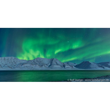 Limited edition postcard set Spitsbergen (Svalbard). Polar light (Aurora borealis) near Longyearbyen.