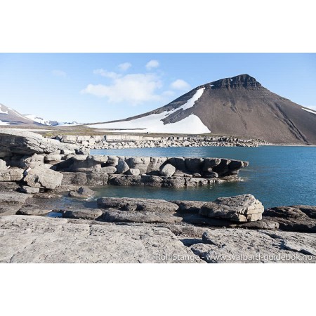 Svalbard - Norge nærmest Nordpolen. Norwegian Svalbard guidebook. Illustration: Kvalvågen, east coast of Spitsbergen