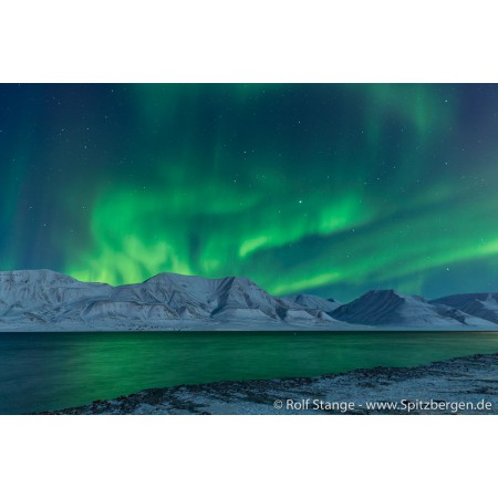 Spitzbergen-Svalbard: Spitzbergen-Reiseführer (tysk). Nordlys (Aurora borealis), Adventfjorden.