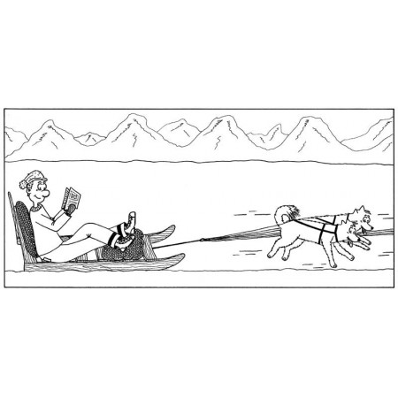 Scoresbysund Hot Dogs – Mit Hundeschlitten in Grönland. Zeichnung: Cartoon